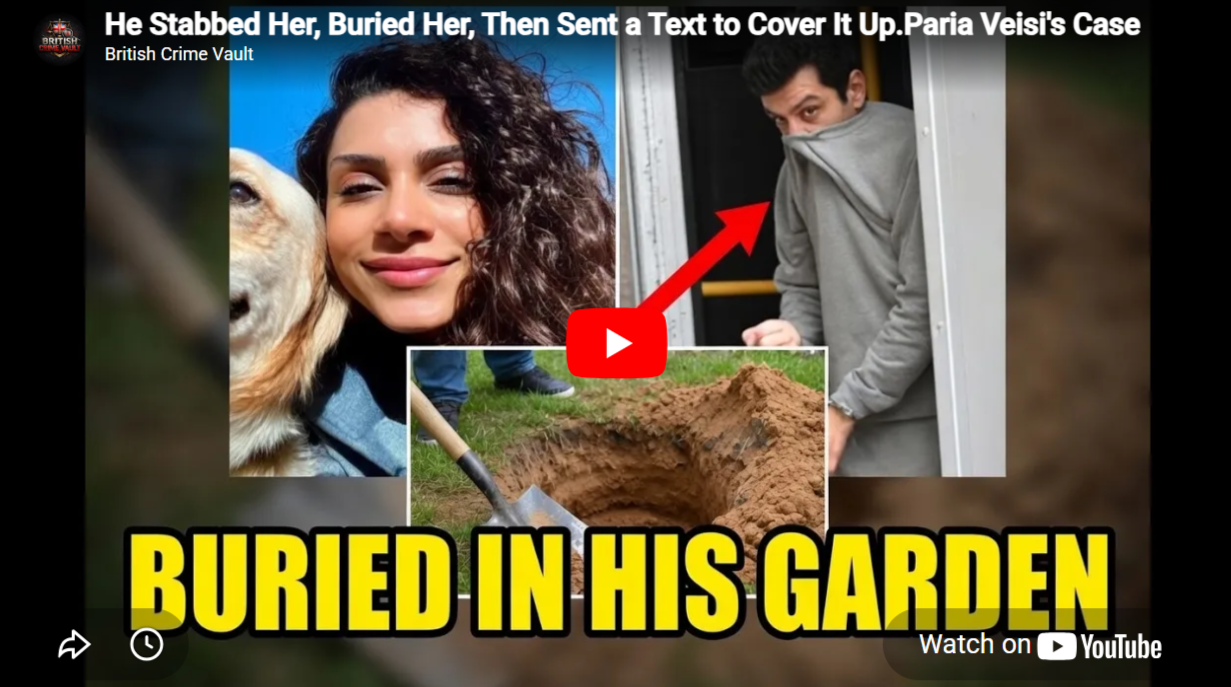 Paria Veisi, Alireza Askari, Cardiff murder, Wales true crime, stabbed to death, body buried in garden, conservatory murder, estranged husband murder, Iranian couple murder, domestic violence murder, cold blooded killing, life sentence, 26 years minimum, murder cover up, body in shallow grave, South Wales Police, Cardiff Crown Court, schizophrenia claim, hearing voices defense, Paria Veisi murder, Alireza Askari sentenced, wife killer